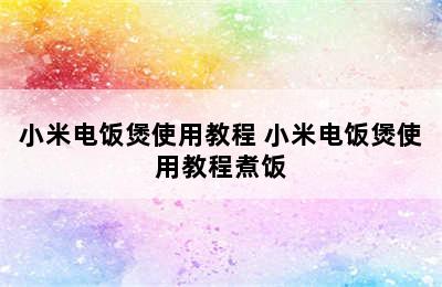 小米电饭煲使用教程 小米电饭煲使用教程煮饭